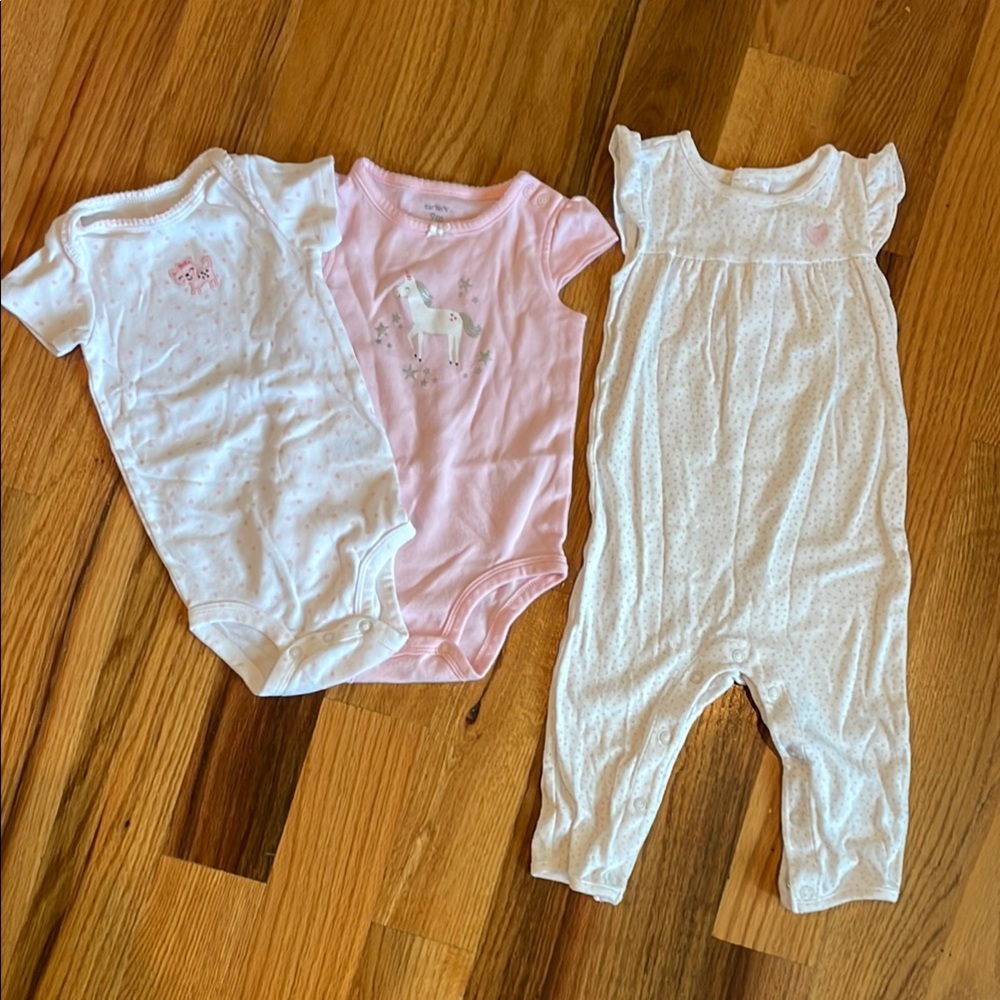 Adorable Baby Onesies and Romper Set - Pink and White